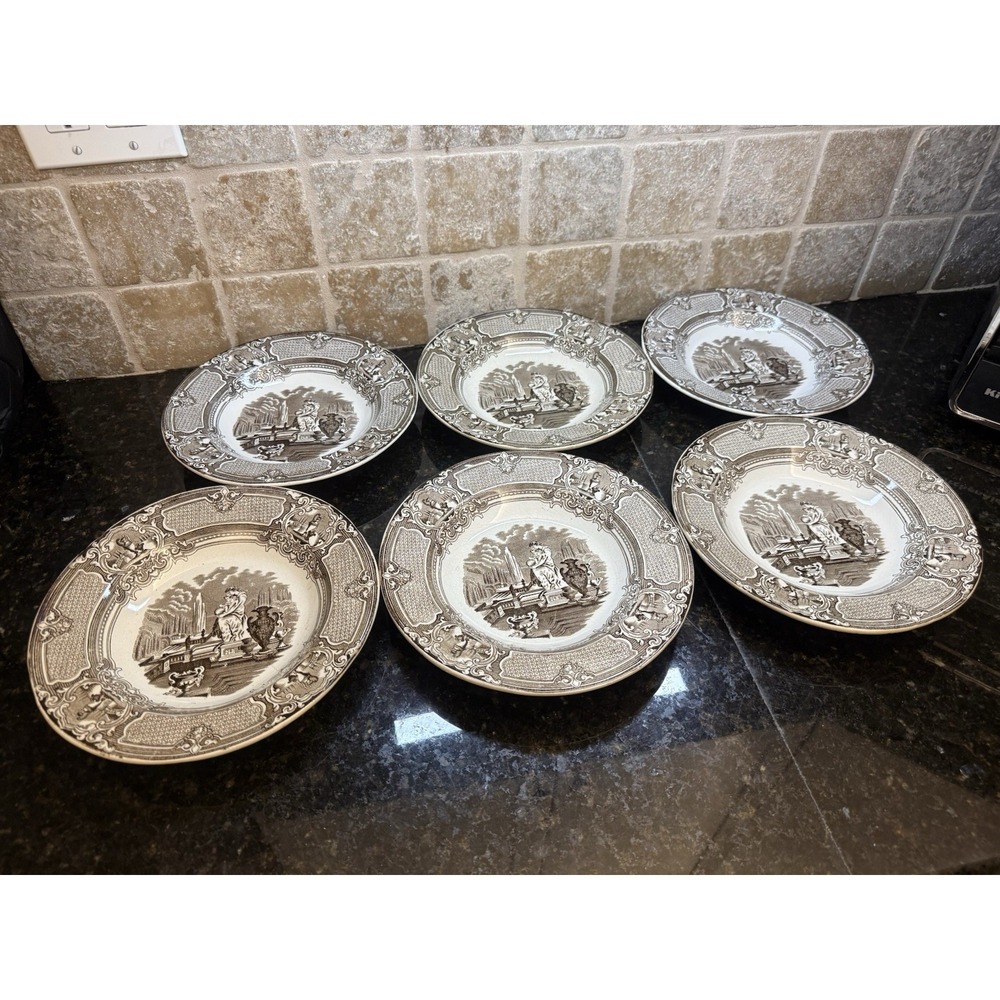 Antique Ironstone CORRELLA Bowl Set Of 6 E.M. & Co. 1850-1860 8 1/2" England